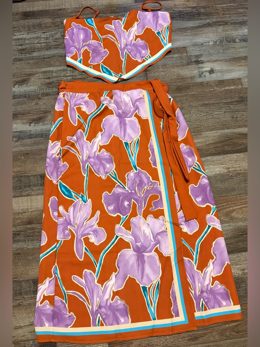 Flying Tomato Summer Iris Woven Midi Wrap Skirt and Top - Picture 5 of 10